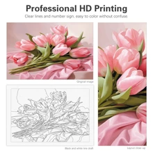 1 Miếng DIY Bức tranh Con số Hoa Hình ảnh Con số bộ dụng cụ Hiện đại Nhà  Treo tranh Kiểu dáng DIY Qủa tặng 40x50cm/16x20inch Không có Khung - Nhiều màu - Xem 5
