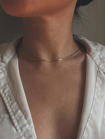 1 pieza Collar de cadena de serpiente chapado en oro de 18K, collar minimalista de tono dorado, collar de cadena de serpiente redonda, regalo para mujeres