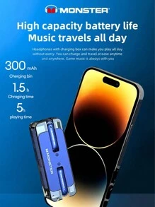 Monster XKT08 Upgrade ENC Noise-Proof Semi In-Ear 5.3 Hi-Fi Call Noise Reduction Sport Running Microphone Gaming Music Wireless Earbuds