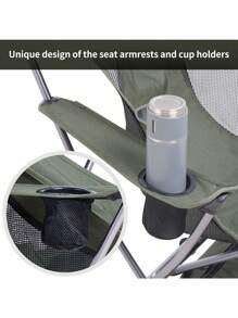 Naturehike 1pc Camping Chair With Armrests And High Backrest, Yl06 Plus, Wide Design, Comfortable And Portable, Green Camping Stuff - Green - View 5