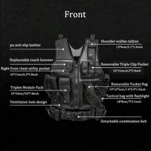 lekaro 1件戶外保護多功能戰術背心網狀透氣作戰服裝特種部隊,適用於露營、徒步旅行、釣魚、培訓、戶外培訓 - 黑色 - 查看 4