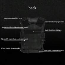 lekaro 1件戶外保護多功能戰術背心網狀透氣作戰服裝特種部隊,適用於露營、徒步旅行、釣魚、培訓、戶外培訓 - 黑色 - 查看 3