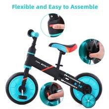 UBRAVOO Tiny Scout Balance Bike For Kids From 3 4 5 Years, 4-In-1 Toddler Bike From 3 Years With Optional Support Wheels And Pedals, Sporty Frame, 28 Cm Wheels, Saddle Height Adjustable - 藍色 - 查看 5