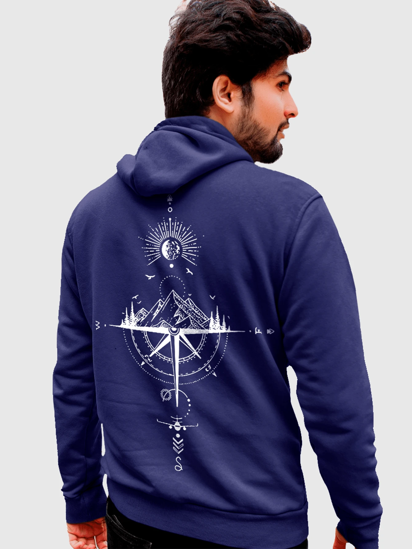 Men Hoodies - 藏蓝色 - 查看 1