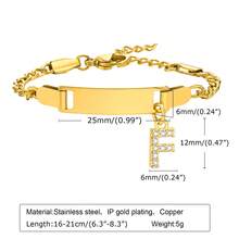 1個不鏽鋼26個英文字母18k鍍金手鍊,女性禮物 - 金黃色 - 查看 18