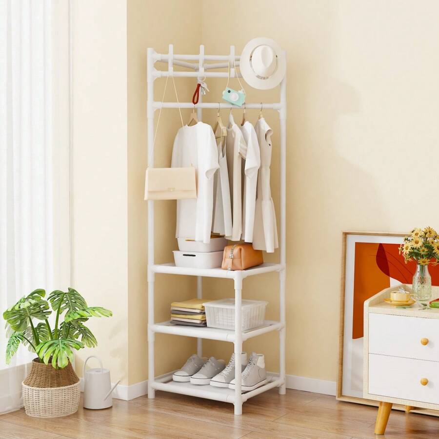 1 Miếng Gắn trên tường Góc áo Giá đỡ , Hành lang Móc áo Lưu trữ Cái giá , Phòng ngủ Quần áo Mũ Hộp đựng , Đa chức năng Góc Mắc áo - trắng - Xem 1