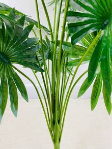 1入35.43吋18叉人造綠植,逼真的假質地,熱帶生態棕櫚樹,鬆尾向日葵葉大葉子人造龜甲葉,不帶盆,適用於室內外地面家居辦公室婚禮派對裝飾 - 深綠色 - 查看 4