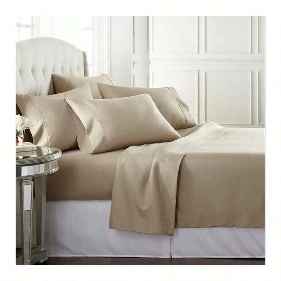 4-Piece Set: 100% Egyptian Cotton 1000 Thread Count Deep Pocket Luxury Sheets - 棕色 - 查看 1