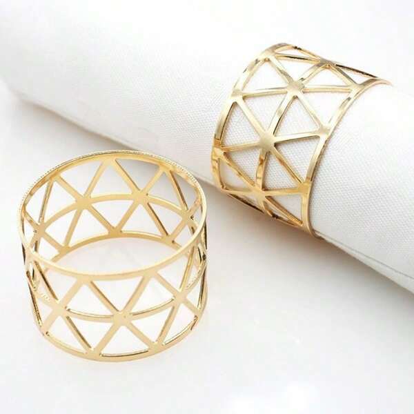 6 Pezzi Anelli Porta Tovaglioli In Metallo A Forma Di Triangolo Dorato, Adatti Per Hotel, Feste E Decorazione Di Tavoli Da Pranzo