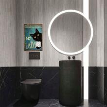 1 cái/bộ Vui Thú vật Phòng tắm tranh sơn dầu Treo tranh : Của bạn Mông Khăn ăn Lady - Đen Mèo Hình ảnh In Phòng vệ sinh Trang trí Màu xanh Áp phích , Tác phẩm nghệ thuật Đồ trang trí Đối với Nhà  , Không có Khung - Nhiều màu - Xem 8