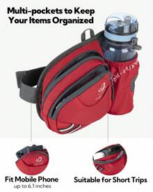 Waterfly Bolsa de cintura corrida desportiva homem mulher com suporte para garrafas bolsa de cintura para correr caminhadas, Preto, Caminhadas, corrida, desporto - Rojo - Ver 4
