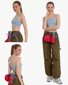 Waterfly Bolsa de cintura corrida desportiva homem mulher com suporte para garrafas bolsa de cintura para correr caminhadas, Preto, Caminhadas, corrida, desporto - Rojo - Ver 6
