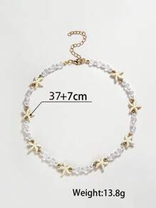 1根多色海藍寶石海星假珍珠水晶頸鏈