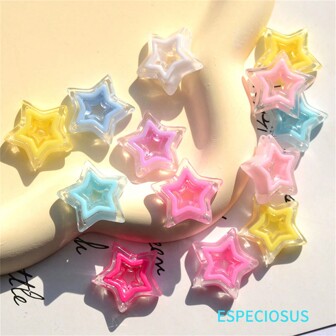 20 PCS Transparent Multi Color Pentagram Shape Beads Bracelet Spacer Acrylic Hollow Star Charms Necklace Making Departments DIY Jewelry Accessories Summer, School