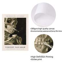 1入組/套老式人骨煙海海報-優雅的帆布牆藝,用於家居裝飾,帆布畫,不含框架 - 黑與白 - 查看 10