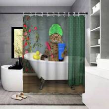 Cute Cat Printed Shower Curtain 4pcs/Set - Multicolor - View 2