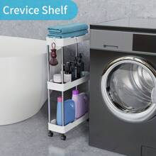 1 Pieza De 3/4 Niveles Carro Delgado De Almacenamiento Rodante, Estante Móvil De Almacenamiento De Baño, Estante De Almacenamiento Multifuncional, Estante De Almacenamiento De Espacio Para Baño, Accesorios De Baño