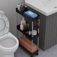 1 Pieza De 3/4 Niveles Carro Delgado De Almacenamiento Rodante, Estante Móvil De Almacenamiento De Baño, Estante De Almacenamiento Multifuncional, Estante De Almacenamiento De Espacio Para Baño, Accesorios De Baño
