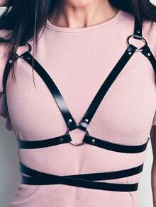 1 Miếng Của phụ nữ Đen Một cỡ chất liệu da PU Thắt lưng Harness Với Ngựa Cưỡi Bánh răng Thiết kế , Punk Gô-tích Quần áo Phụ kiện - màu đen - Xem 7
