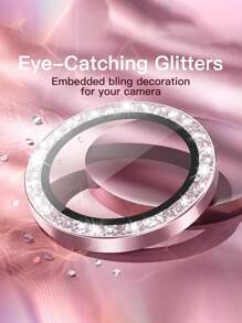 3pcs Camera Lens Protector Film Compatible With IPhone 16, 15/15 Plus, Shiny, Single Metal Glitter 9H Hardness Anti-Scratch Protective Film, Fashionable Accessory, Friendly To Protective Case (Pink Glitter)