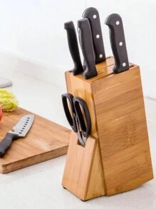 Organizador de Facas de Bambu Anti Fungos Suporte Para Tesouras Faqueiro de Bancada Cozinha Cepo Para Cozinha Original - CLINK - Bambu - Visão 4