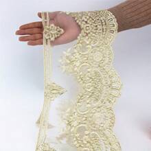 2yards Gold Thread Embroidery Lace  Characteristics Clothing Dress Decoration DIY Handmade Decorative Accessories - Gold - View 11