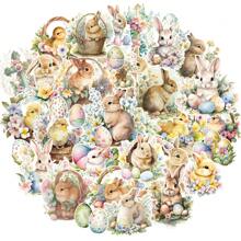 50入組復活節兔子彩蛋貼紙,可愛的復活節假日貼紙,適用於水瓶、筆記本電腦、手機、剪貼簿、日誌等diy手工藝品 - 彩色 - 查看 1