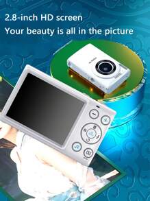 Portable Music Digital Camera With Travel Mp3 Player, Entry-Level Mirrorless High Definition Digital Camera, Entry-Level Ccd Vintage Compact Camera, Affordable Travel Camera - White - View 4