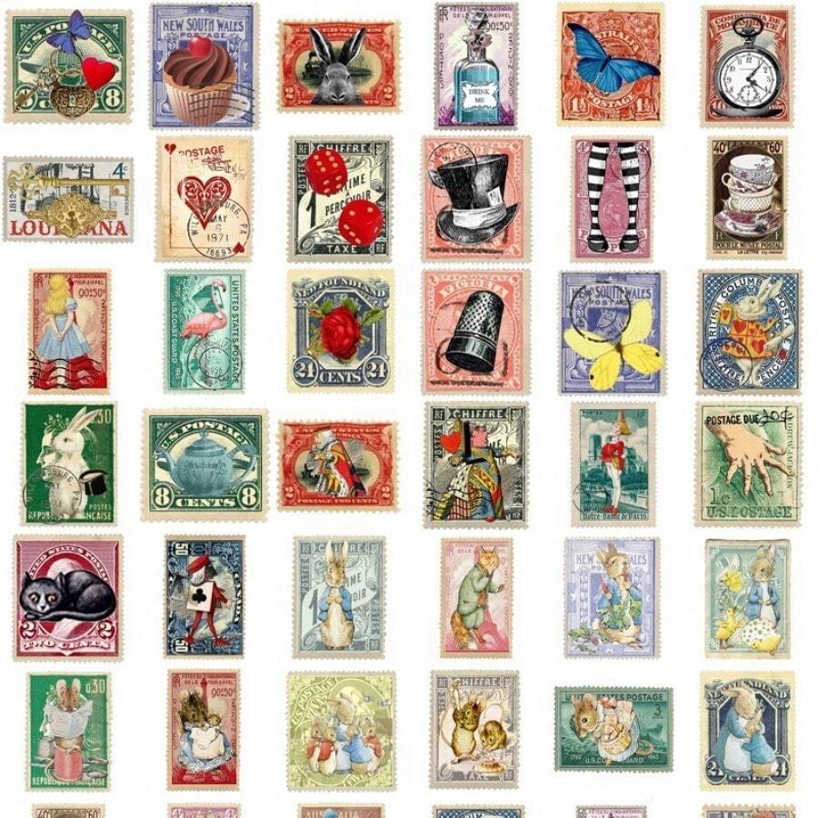 62pcs Vintage Alice In Wonderland Animals Themed Sticker Set For