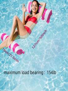 1pc Pool Floats For Adults Swimming Pool Float Hammock, Multi Purpose Inflatable Water Hammock Lounge Chair Drifter - Hot Pink - View 3