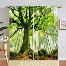 2入組大自然及風景窗簾,森林樹木窗簾,不帶孔的窗簾,適用於臥室,廚房,客廳,書房家飾 - 彩色 - 查看 5
