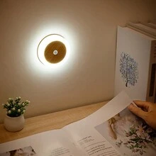 1pc Copper Lamp USB Rechargeable Wall Lamp LED Intelligent Motion Sensor Bedroom Stairs Cabinet Wardrobe Lighting LED Wall Night Light - White - View 4