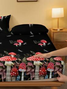 1 Miếng Mô hình nấm In Đã chải Chăn Vừa vặn , Phòng ngủ Trang trí In Chăn Vừa vặn ( Vỏ gối Không bao gồm ) - Nhiều màu - Xem 4