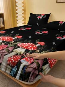 1 Miếng Mô hình nấm In Đã chải Chăn Vừa vặn , Phòng ngủ Trang trí In Chăn Vừa vặn ( Vỏ gối Không bao gồm ) - Nhiều màu - Xem 1