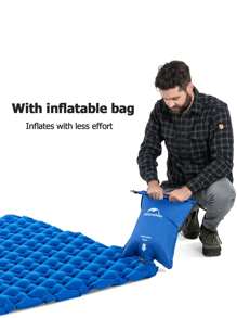 Naturehike 1pc Double Person Inflatable Sleeping Pad Without Pillow For Camping Tent, Moisture-Proof And Thick Cushion, With Inflatable Bag, Fc-11 Style - Blue - View 2