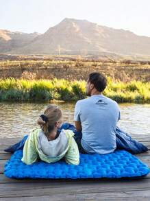 Naturehike 1pc Double Person Inflatable Sleeping Pad Without Pillow For Camping Tent, Moisture-Proof And Thick Cushion, With Inflatable Bag, Fc-11 Style - Blue - View 3