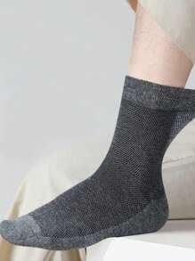 5 Pairs Men's Large Size Mesh Breathable Mid-Calf Socks Suitable For Daily Wear, Leisure, And Business, Fall - Multicolor - View 2