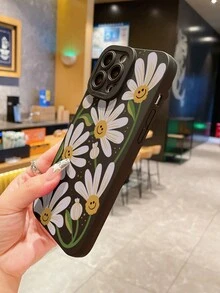 1入組微笑臉花紋手機殼，適用於 iPhone - 黑色 - 查看 5