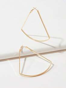1 Pair Minimalist Punk Style Triangle Geometric Hoop Earrings, Suitable For Women's Daily Wear - Yellow Gold - View 2
