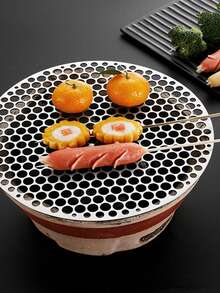 Stainless Steel Bbq Grill Mesh For Home Use, Round Shape Barbeque Net For Charcoal Grilling, Smoking And Oil Draining - Silver - View 4