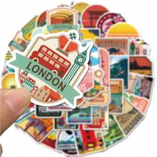 50pcs City Landmark Stickers, Cute Aesthetic Graffiti Stickers, Suitable For Water Bottles, Laptops, Phones, Skateboards, Guitars, Luggage, Scrapbooks, Helmets, Party Decorations, Gift - Apricot - View 4