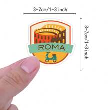 50pcs City Landmark Stickers, Cute Aesthetic Graffiti Stickers, Suitable For Water Bottles, Laptops, Phones, Skateboards, Guitars, Luggage, Scrapbooks, Helmets, Party Decorations, Gift - Apricot - View 2