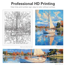1pc Painting By Numbers For Adults Boat Landscape Paints Kits Diy Gift Wall Decor Photo Picture By Number For Home Decors 40x50cm/16x20inch Without Frame
