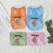 Pet Summer Clothes For Cats And Dogs, Breathable And Thin Mesh Fabric, Colorful Bear Design, Large Size Vest For Golden Retriever And Bichon Frise