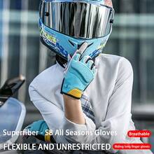 ALPINES FOX 新款夏季透气摩托车手套 男士自行车触屏女士手套 越野摩托车骑行手套 - 馬卡龍色 - 查看 2