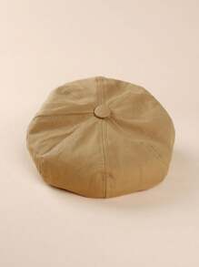 1pc Solid Color Beret Cap For Kids, Unisex - Khaki - View 4