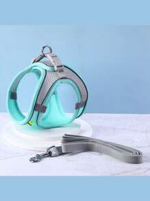 1入組背心式中小型犬（如柯基,法國鬥牛犬和柴犬）牽繩,可調整胸部和背部帶的狗項圈 - 綠色 - 查看 12