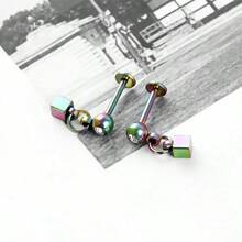 2 Miếng Thép không gỉ Biến đổi dần Vật rủ xuống Hình vuông Hoa tai Bông tai stud Xuyên cơ thể Phụ kiện - Nhiều màu - Xem 3