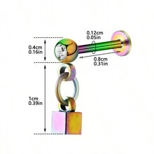2 Miếng Thép không gỉ Biến đổi dần Vật rủ xuống Hình vuông Hoa tai Bông tai stud Xuyên cơ thể Phụ kiện - Nhiều màu - Xem 2
