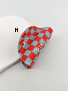 1 件女士 8 厘米亚克力玳瑁方形网格发夹，袋装包装，适合日常佩戴休闲发夹发夹发夹发夹发夹秋冬发饰女士度假装女士 - 彩色 - 查看 11